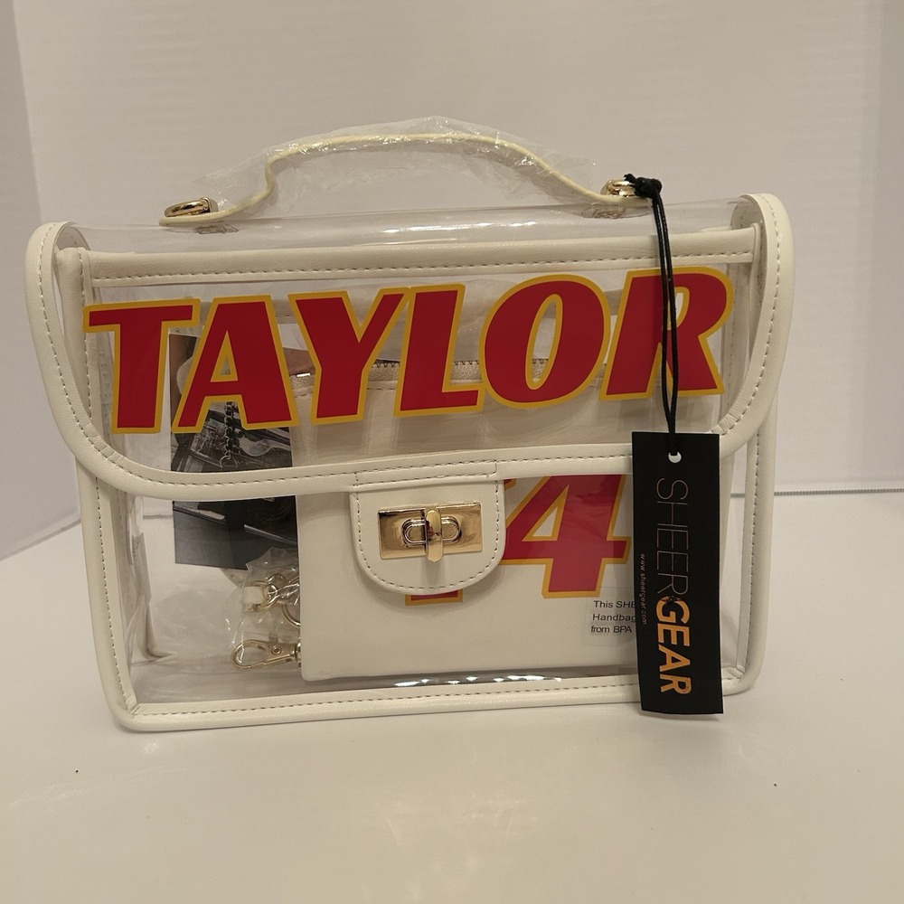 Taylor Kansas Chiefs SHEERGEAR Clear White Top Handle Bag Hardware Pouch